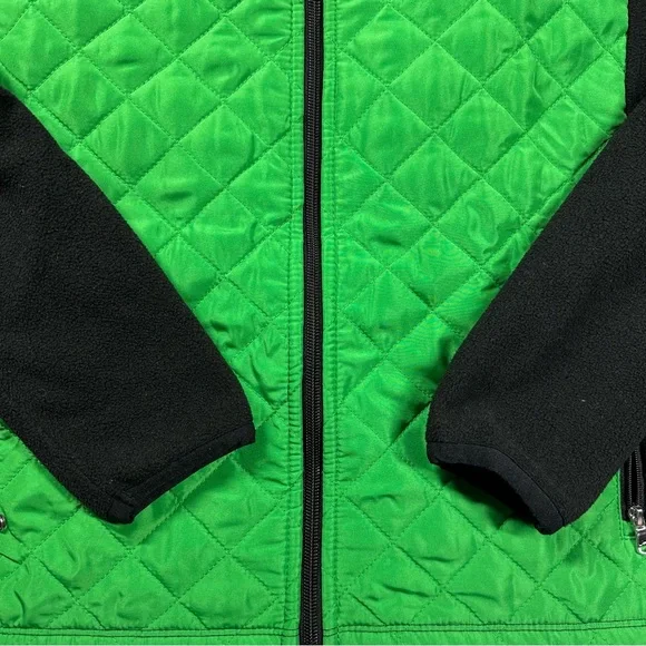 Lauren Ralph Lauren Active Quilted Fleece Zip-Up Jacket Small Green Black - Picture 7 of 15